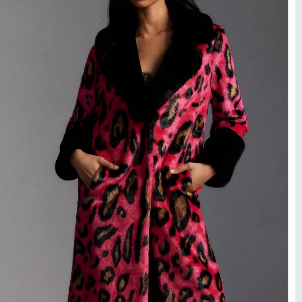Maeve Vibrant Pink Animal Print Teddy Jacket